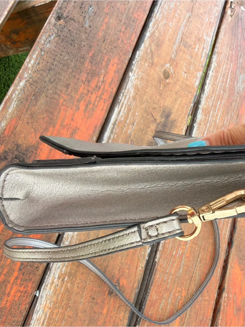 summer & rose Taupe Crossbody Bag with Gold Hardware